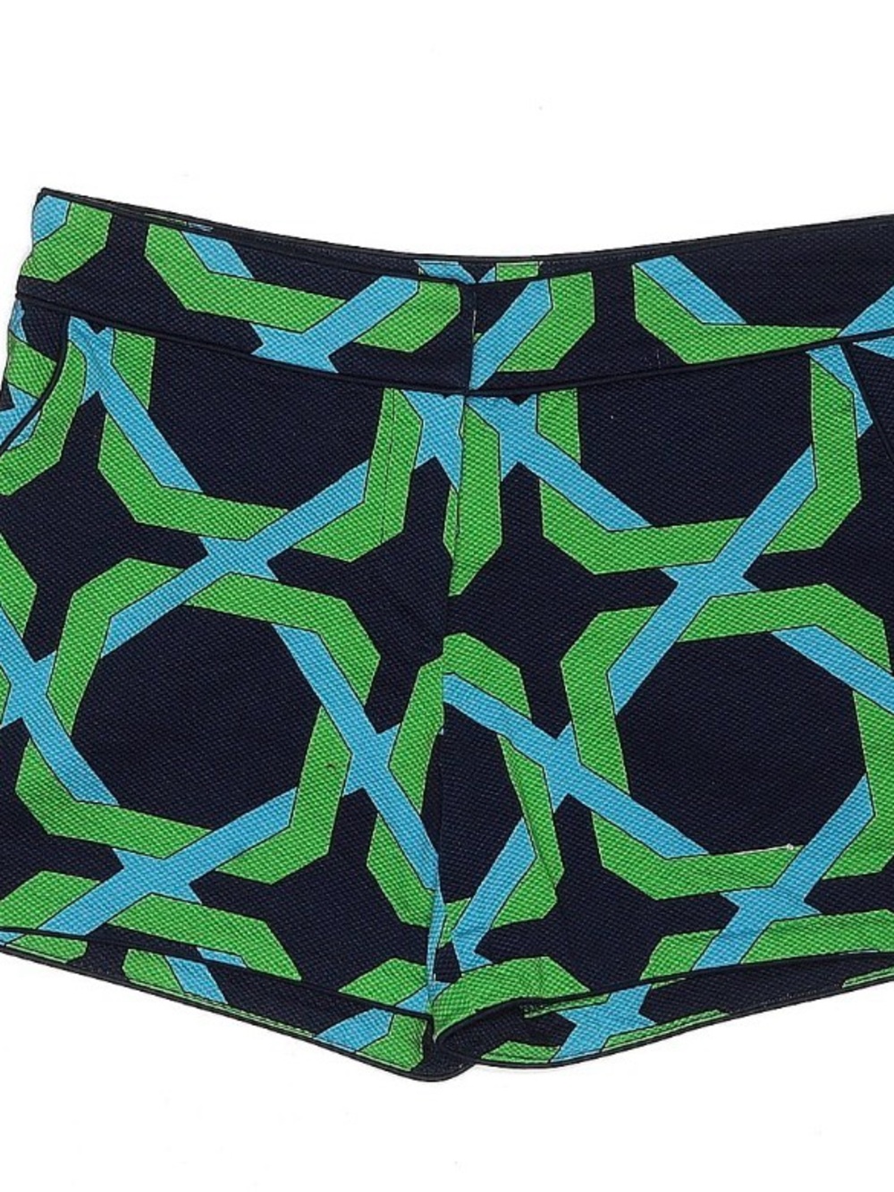 Kenar Navy Shorts with Green and Light Blue Geometric Print